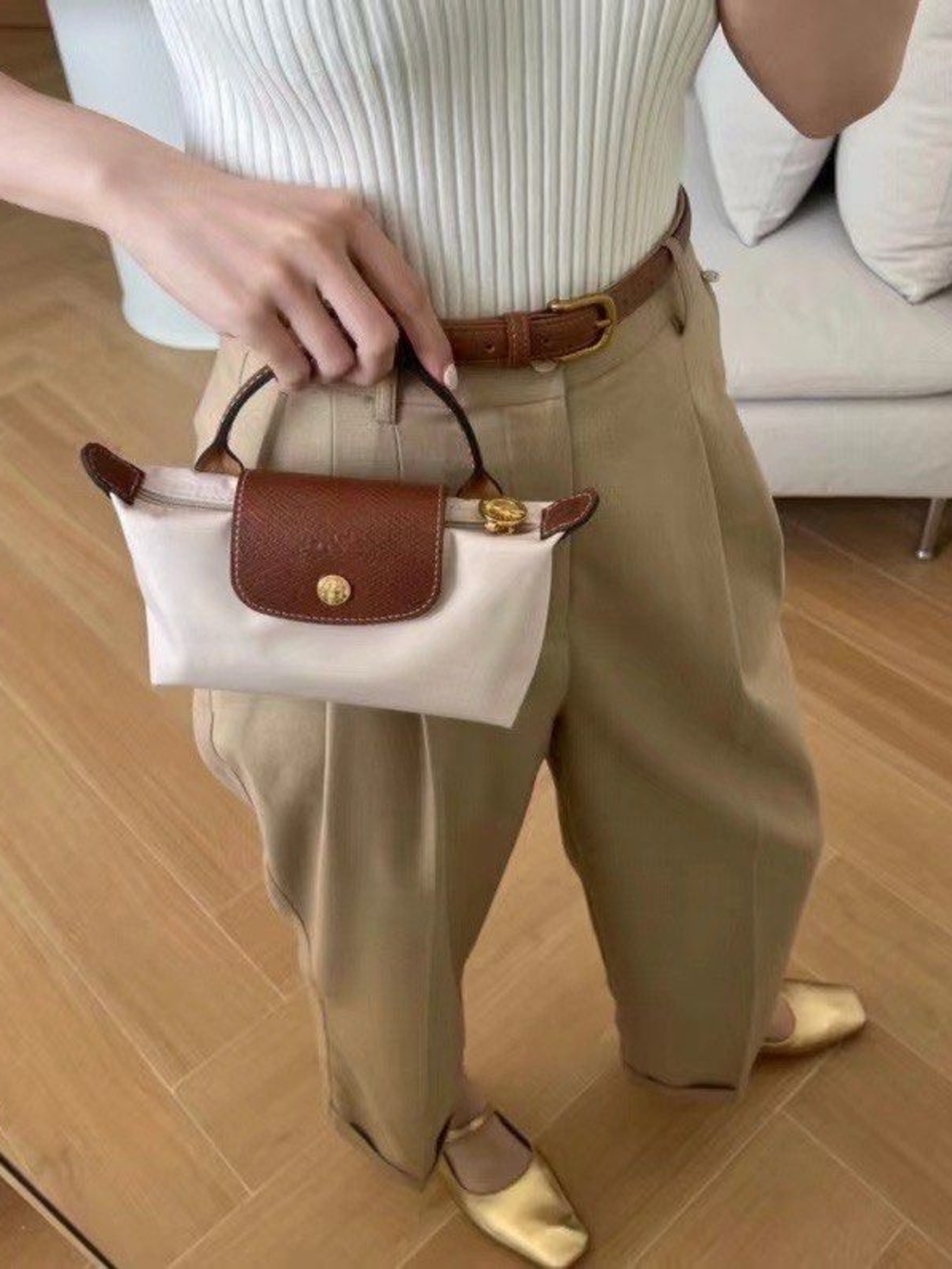 Le Pliage Mini Pouch with Handle And Strap